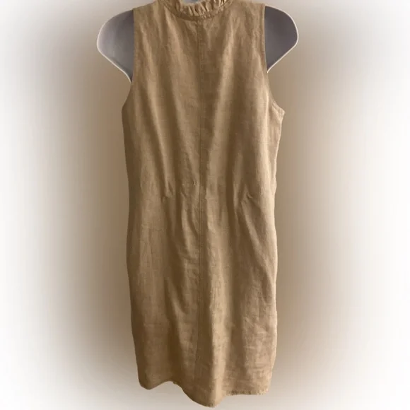 Tommy Bahama Beige Ruffled V-Neck Dress - XS tan linen with pockets - Picture 5 of 5